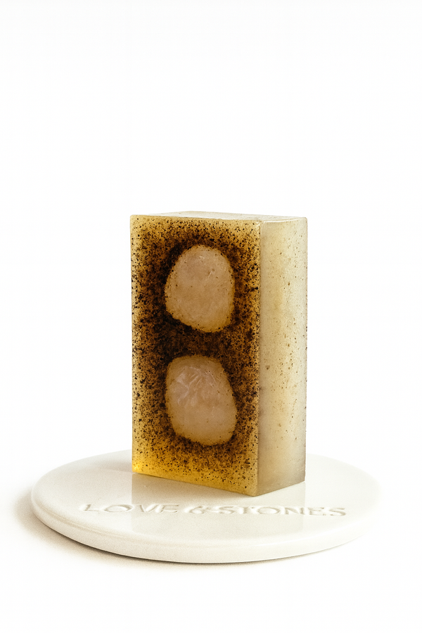 love & stones FLOW OF LOVE - ROSE QUARTZ INFUSED EXFOLIATER SCENTED ORGANIC BODY SOAP BAR Skin Care