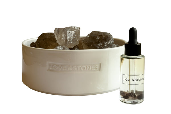 love & stones FLOW - SCENTED ENERGY SMOKED QUARTZ LARGE WHITE DIFFUSER home fragrance