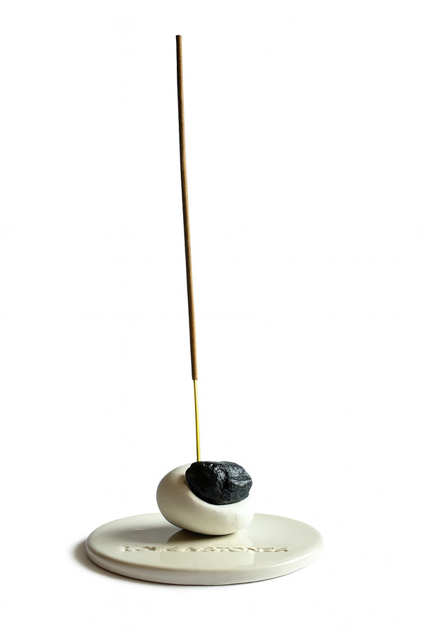 love & stones LIFE BY HAND BLACK TOURMALINE CRYSTAL INCENSE STICK HOLDER SET home fragrance