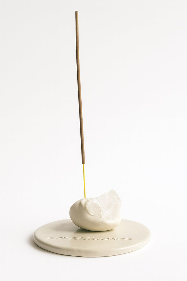 love & stones LIFE BY HAND CRYSTAL QUARTZ INCENSE BURNER CERAMIC SET home fragrance