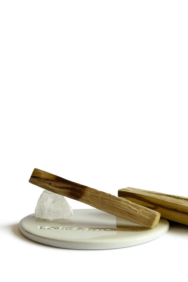 love & stones LIFE BY HAND CRYSTAL QUARTZ PALO SANTO BURNER SET home fragrance