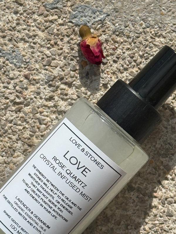 Love & Stones LOVE - ROSE QUARTZ CRYSTAL INFUSED SCENTED MIST Home Fragrance