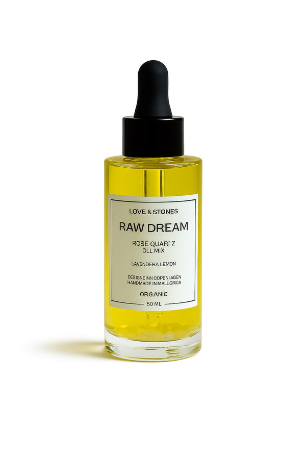 love & stones RAW DREAM - ROSE QUARTZ CRYSTAL INFUSED ORGANIC ESSENTIAL 50 ML OIL BLEND home fragrance