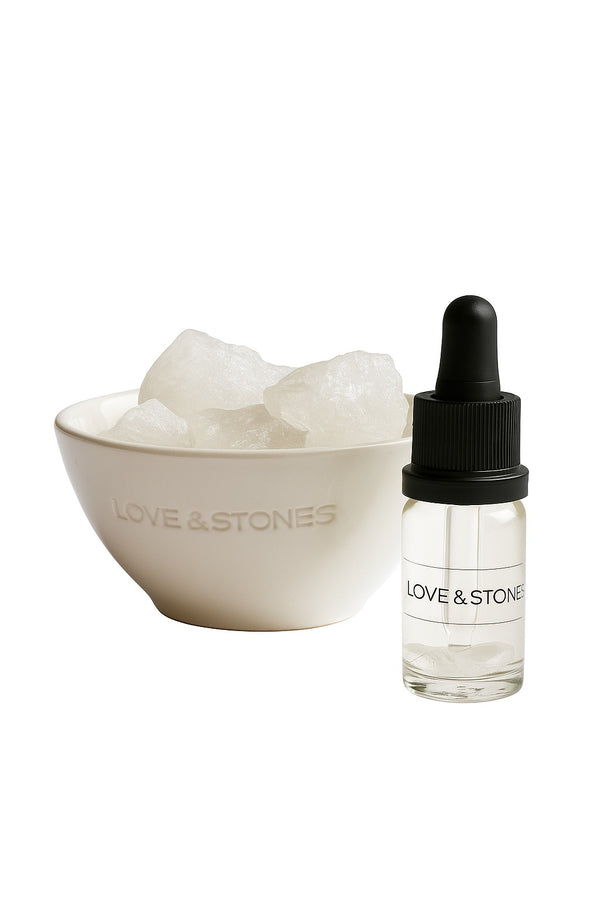 love & stones RAW ENERGY RAW CRYSTAL QUARTZ STONE MINI WHITE DIFFUSER home fragrance