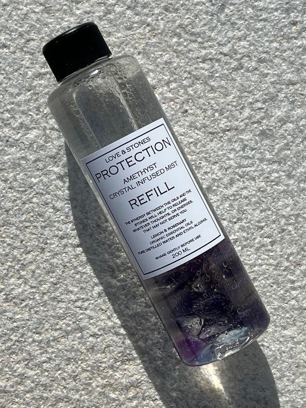 love & stones REFIL MIST PROTECTION - AMETHYST CRYSTAL INFUSED MIST home fragrance