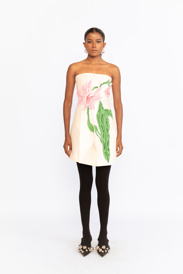 love birds Amelia Embroidered Mini Dress - Ivory