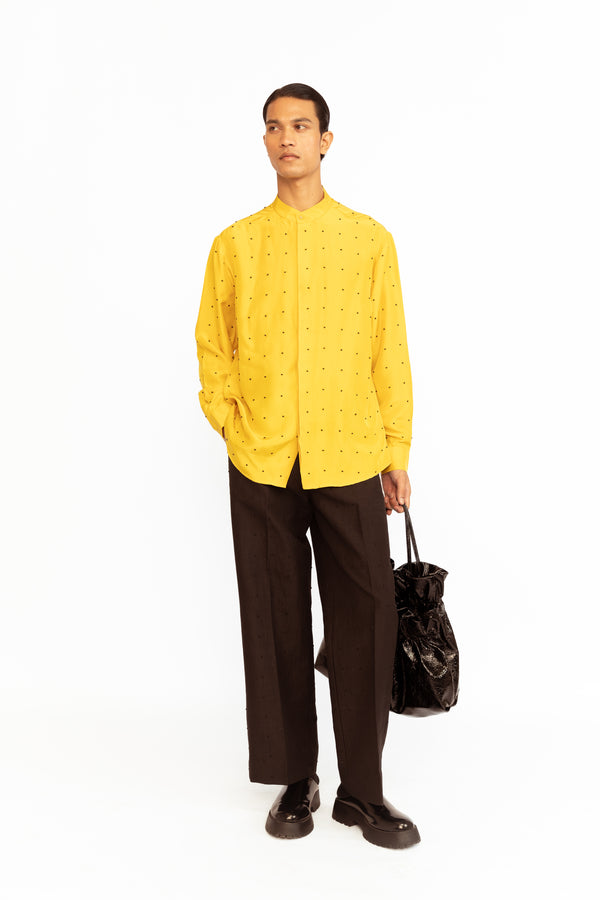 love birds Angus Embroidered Silk Shirt