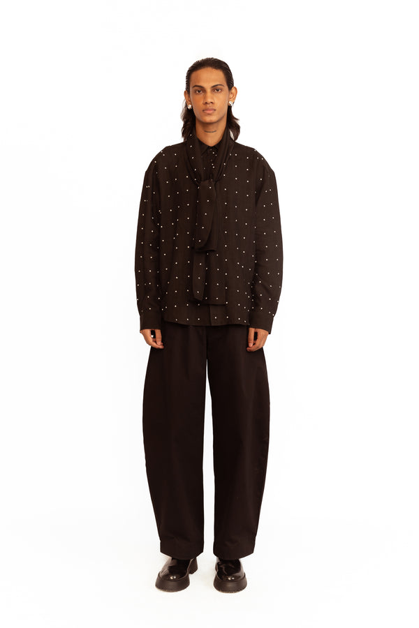 love birds Angus Linen Shirt - Black