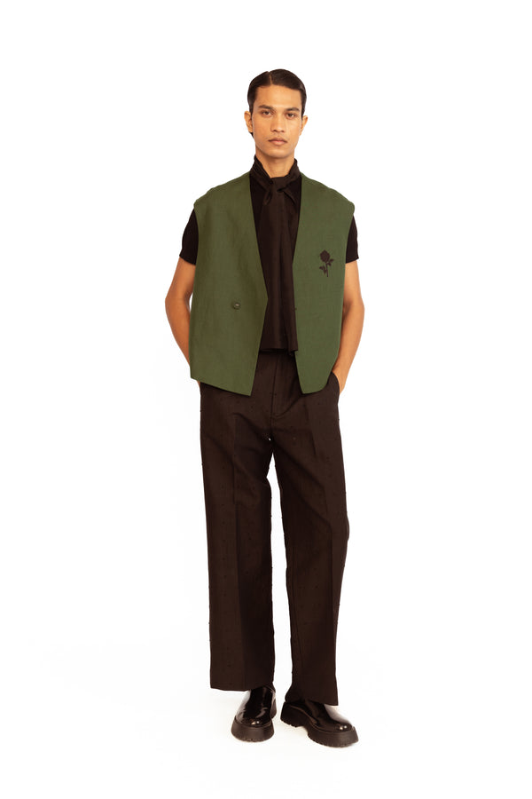 love birds Archibald Waistcoat - Olive Green