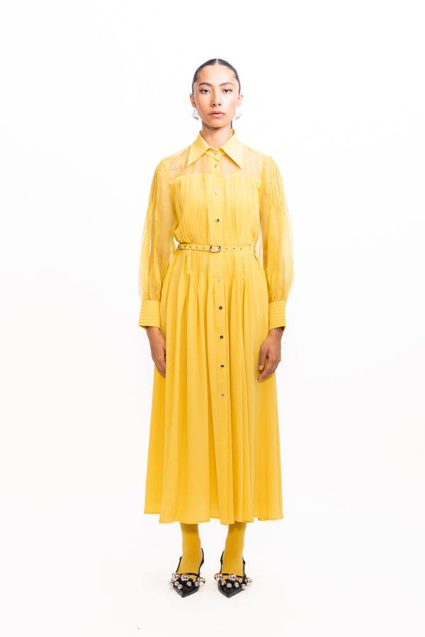 love birds Florence Midi Dress - Yellow