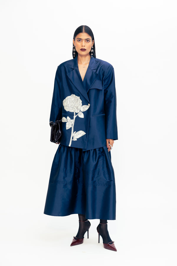 love birds Flounce Skirt - Blue