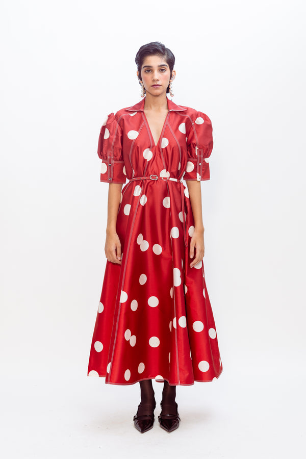 love birds Guilded Dress - Red