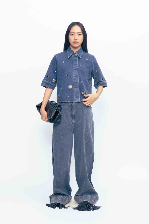 love birds Guilia Rivetted Denim Shirt