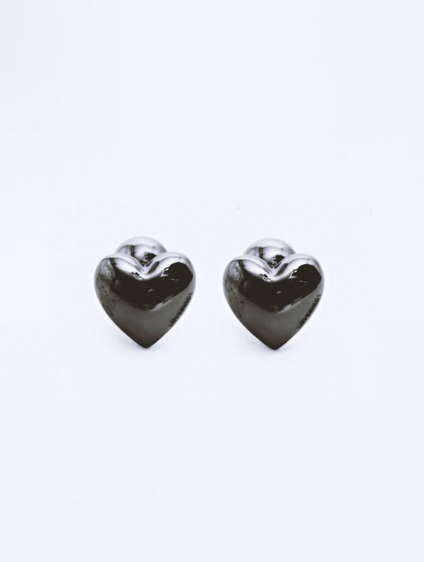 love birds Heart Earrings - Black