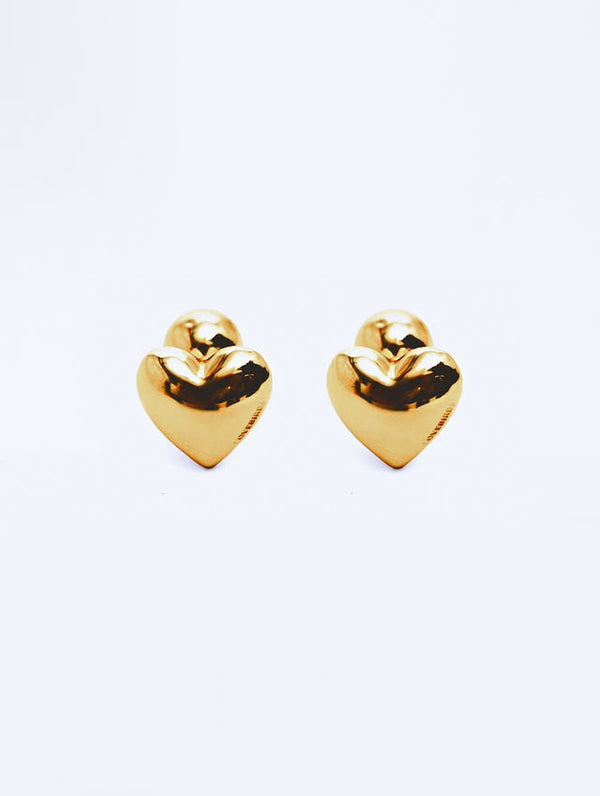 love birds Heart Earrings - Gold