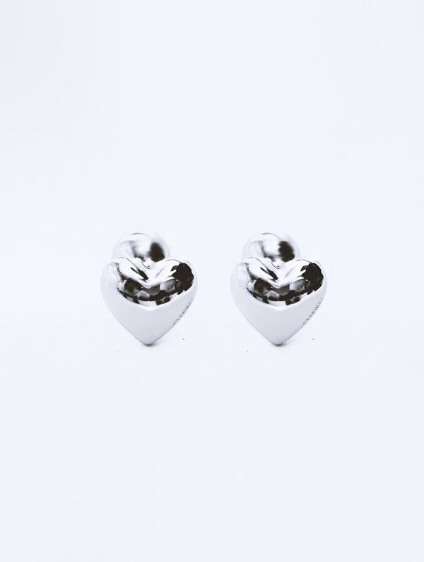 love birds Heart Earrings - Silver