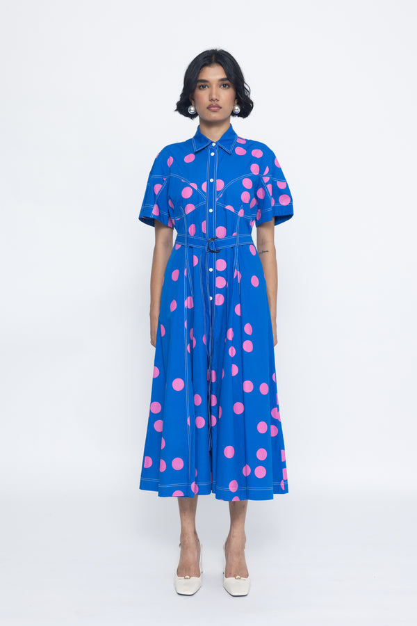 love birds Macau Dress- Blue