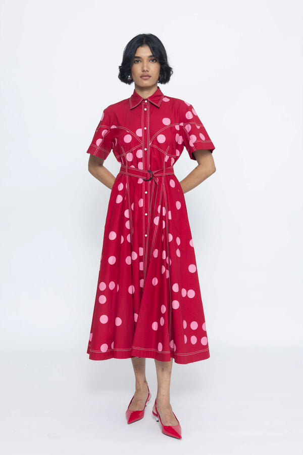 love birds Macau Dress - Red