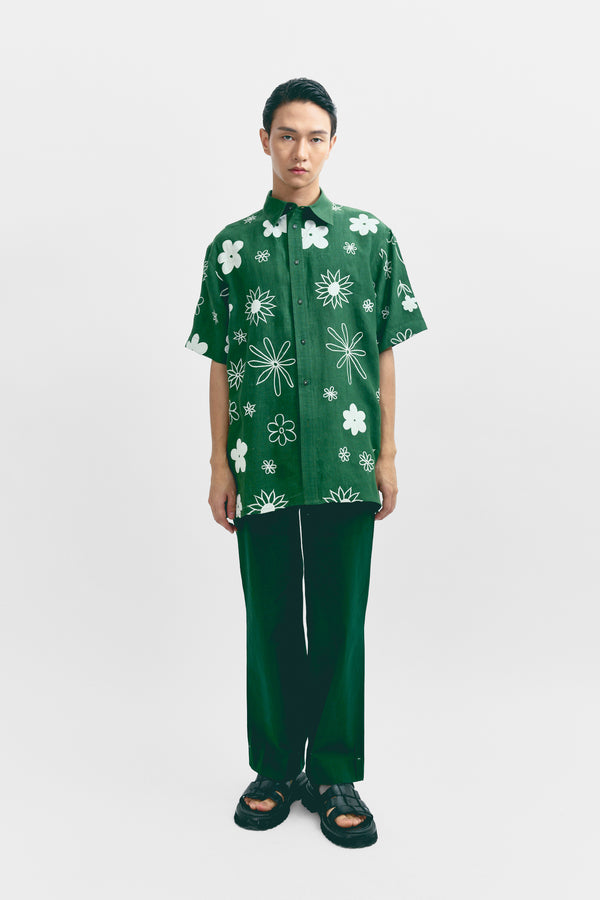 love birds Magellan Embroidered Linen Shirt