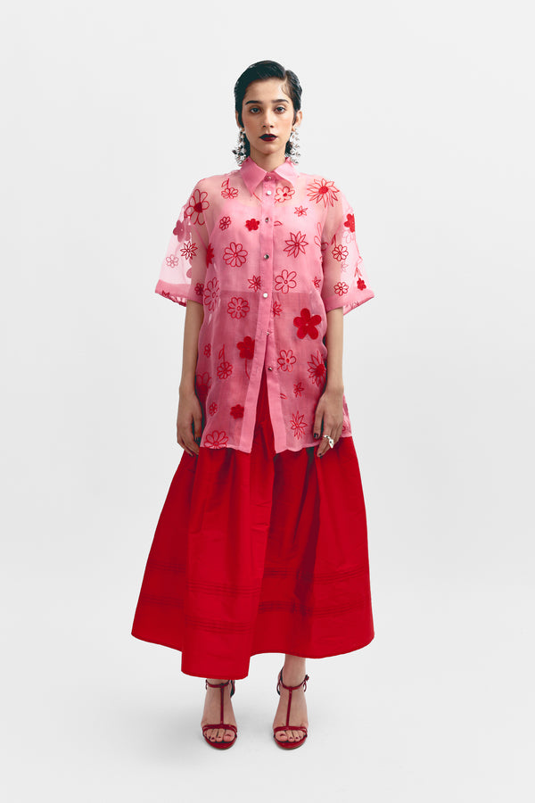 love birds Mono Daisy Shirt - Pink