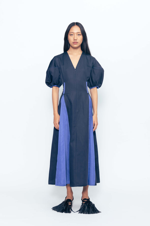 love birds Siam Linen Dress - Navy