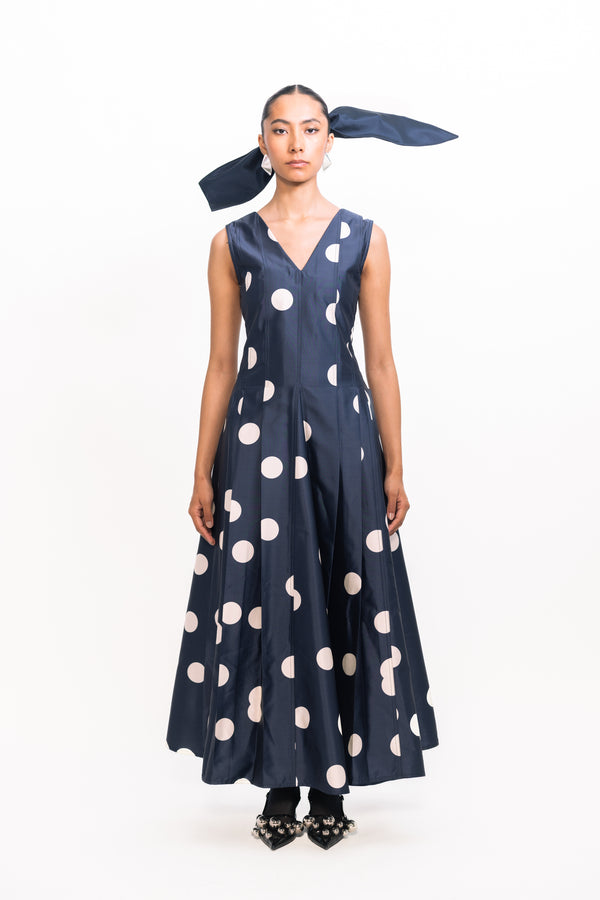 love birds Silver Night Dress - Navy