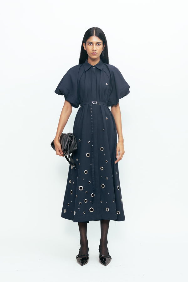 love birds Simone Rivetted Dress - Navy