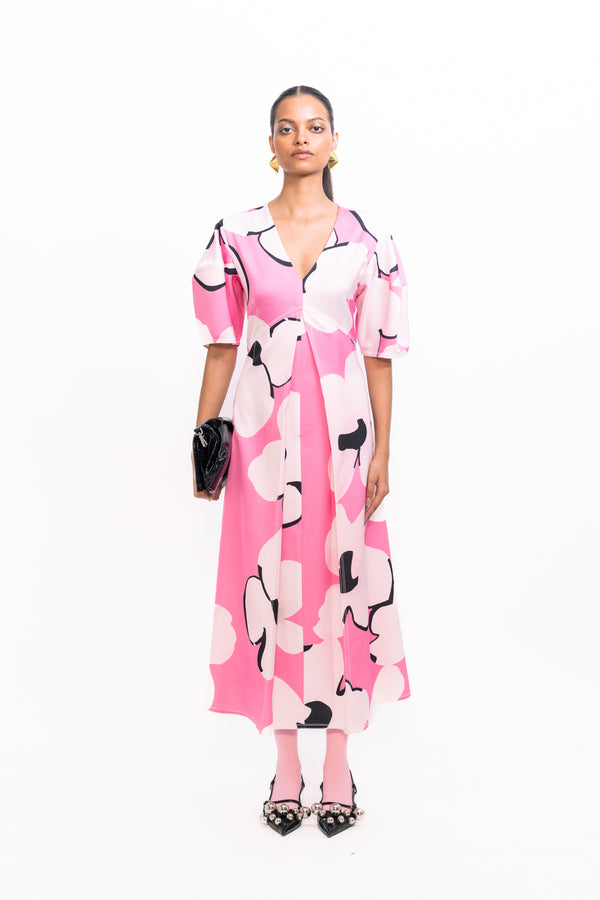 love birds Tokyo Dress - Pink & Ivory