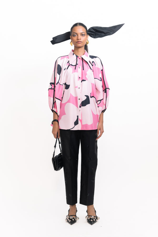 love birds Virgina Silk Shirt - Pink