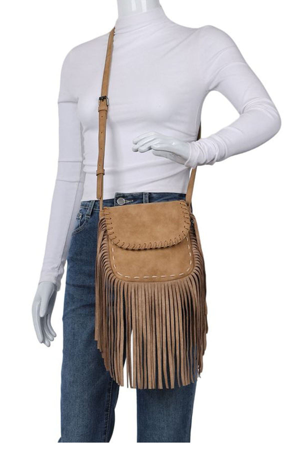 love my fashions Adjustable Strap Fringe Shoulder Bag