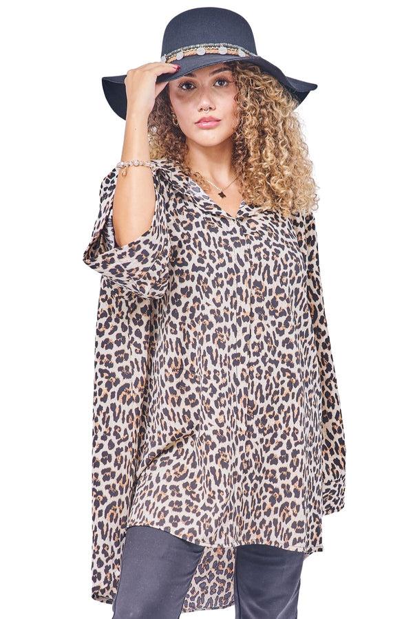love my fashions All-Over Leopard Print Tunic Shirt