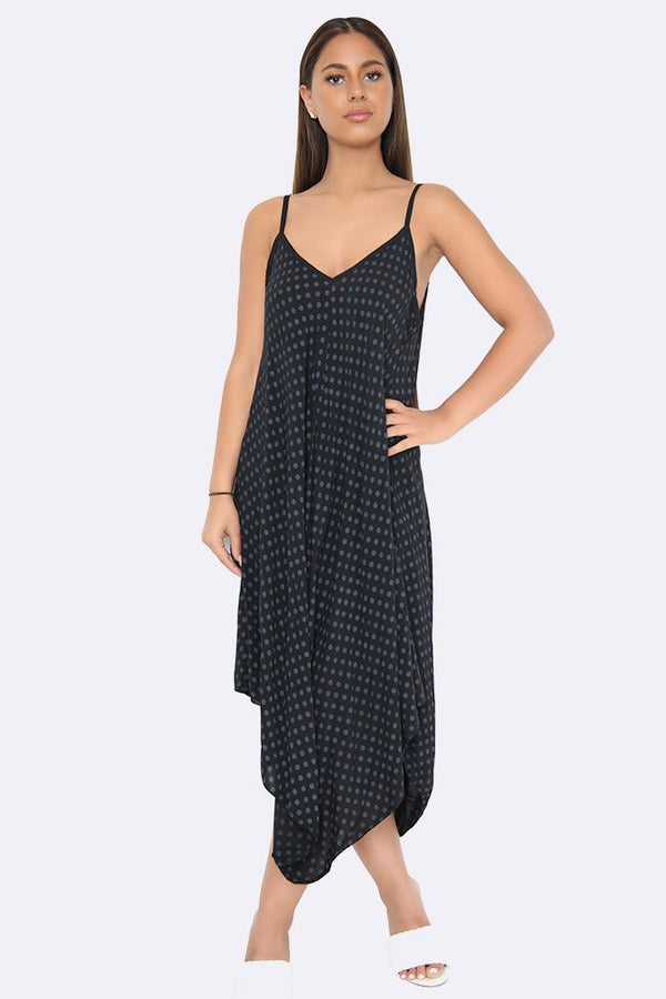 Love My Fashions Alysha Spot Print Sleeveless V Neck Hanky Dress