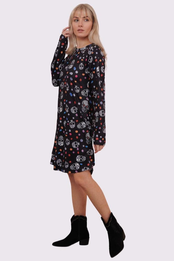 Love My Fashions Bejeweled Skull And Diamonds Print Halloween Dress
