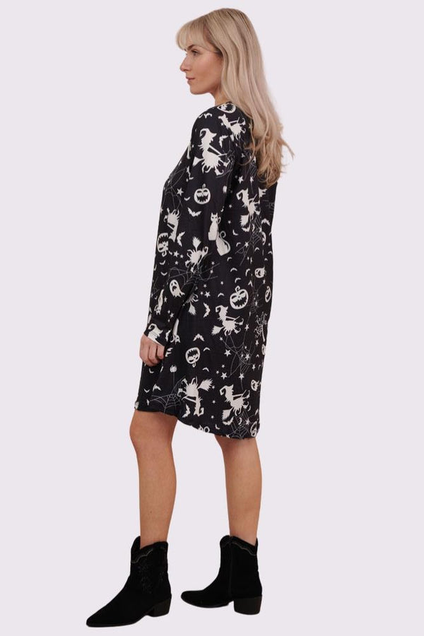 Love My Fashions Cat Ghost Pumpkin Print Halloween Dress