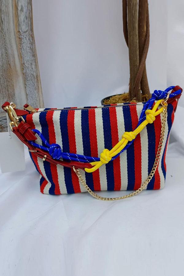 Love My Fashions Colorful Striped Canvas Shoulder Bag