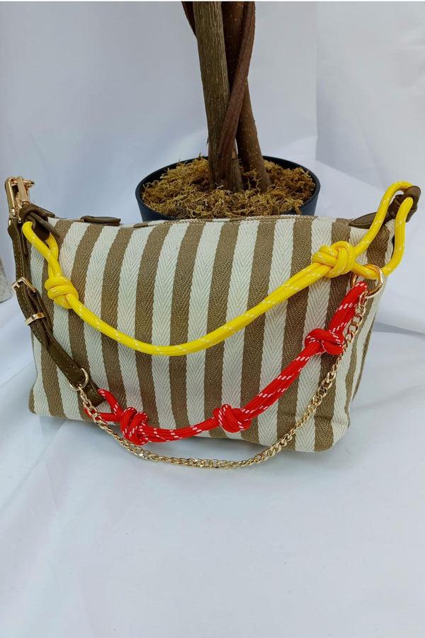 Love My Fashions Colorful Striped Canvas Shoulder Bag