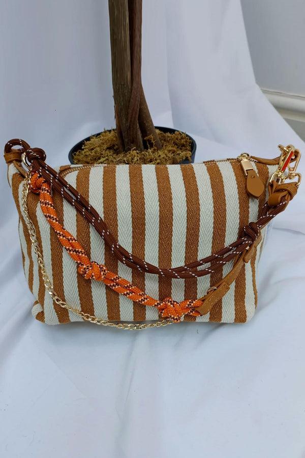 Love My Fashions Colorful Striped Canvas Shoulder Bag