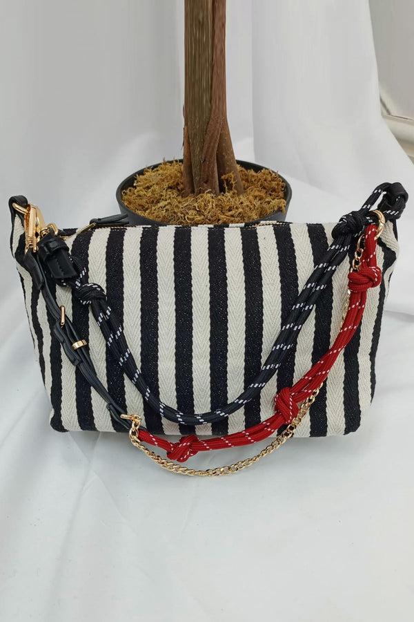 love my fashions Colorful Striped Canvas Shoulder Bag
