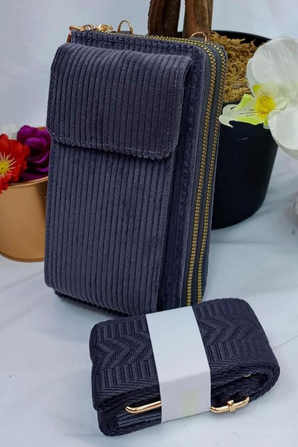 Love My Fashions Corduroy Textured Matching Strap Crossbody Bag