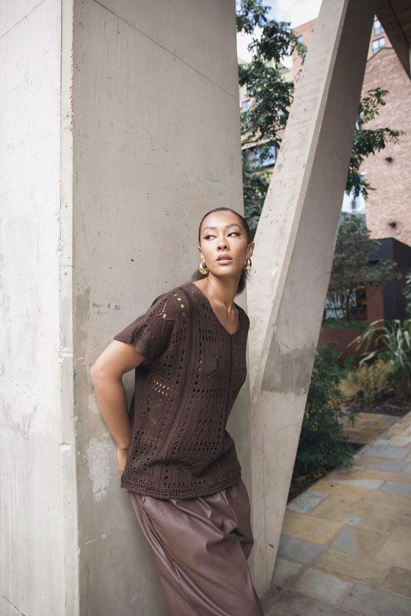 Love My Fashions Crocheted Openwork Design Tunic Cotton Top