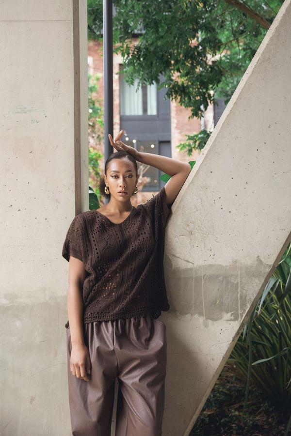 Love My Fashions Crocheted Openwork Design Tunic Cotton Top