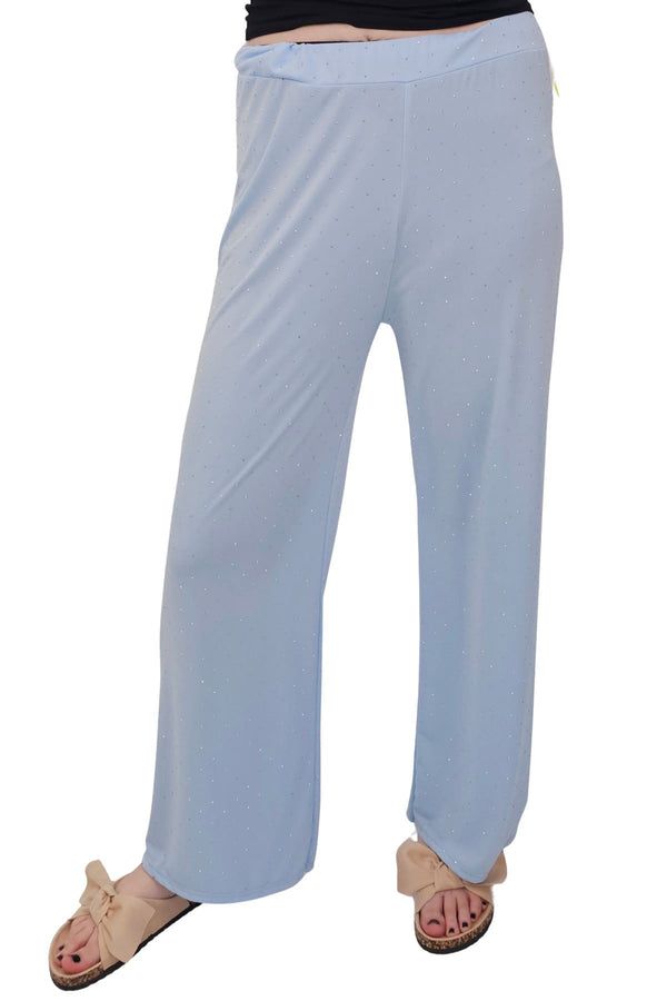 love my fashions Diamante Pattern Wide Leg Trousers