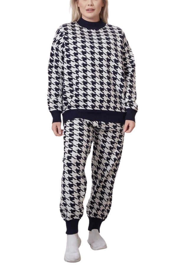 Love My Fashions Dog Tooth Pattern Knitted Viscose Co-Ord