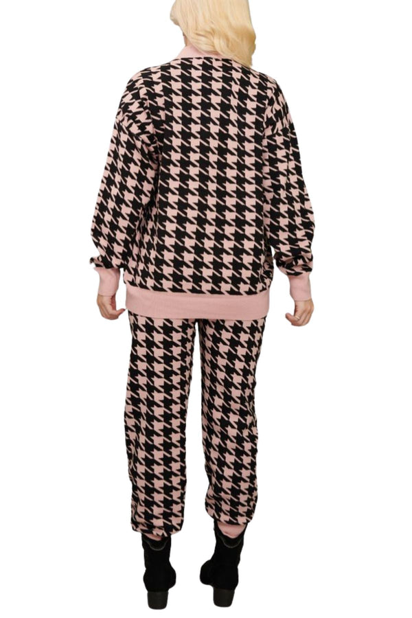 Love My Fashions Dog Tooth Pattern Knitted Viscose Co-Ord