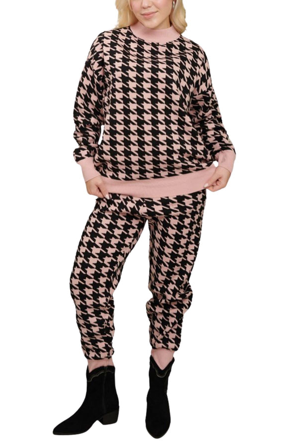 love my fashions Dog Tooth Pattern Knitted Viscose Co-Ord