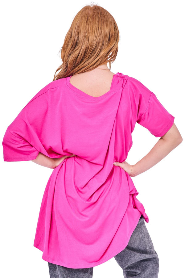 Love My Fashions Dual Metallic Foil Hearts Oversized Top