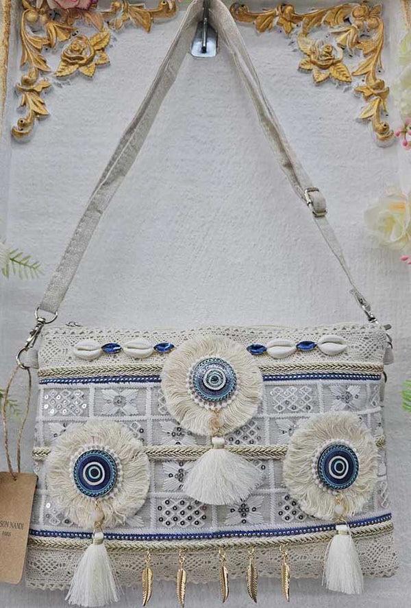 love my fashions Embroidered Tassel Shell Clutch Bag
