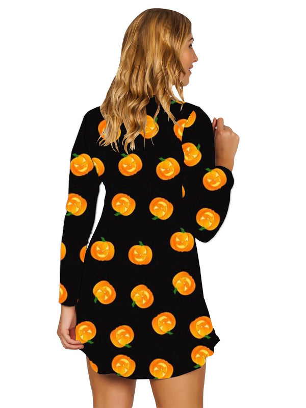 Love My Fashions Face Pumpkins Print Halloween Dress
