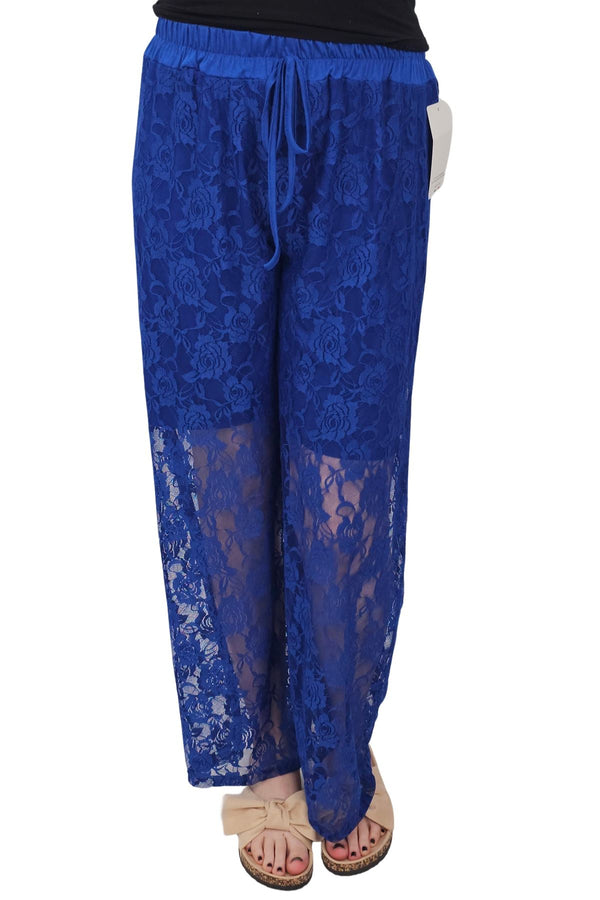 Love My Fashions Floral Lace Pattern Drawstring Waistband Trousers
