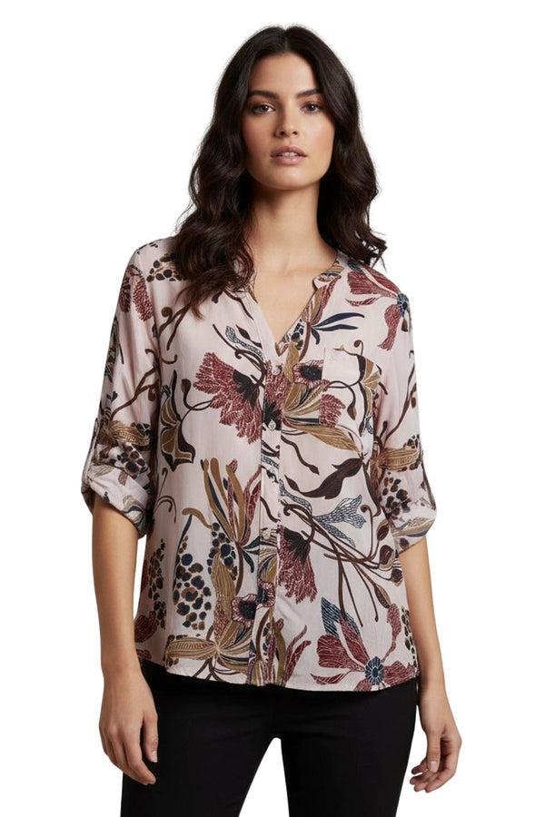 Love My Fashions Floral Print Button Up Front Pocket Shirt
